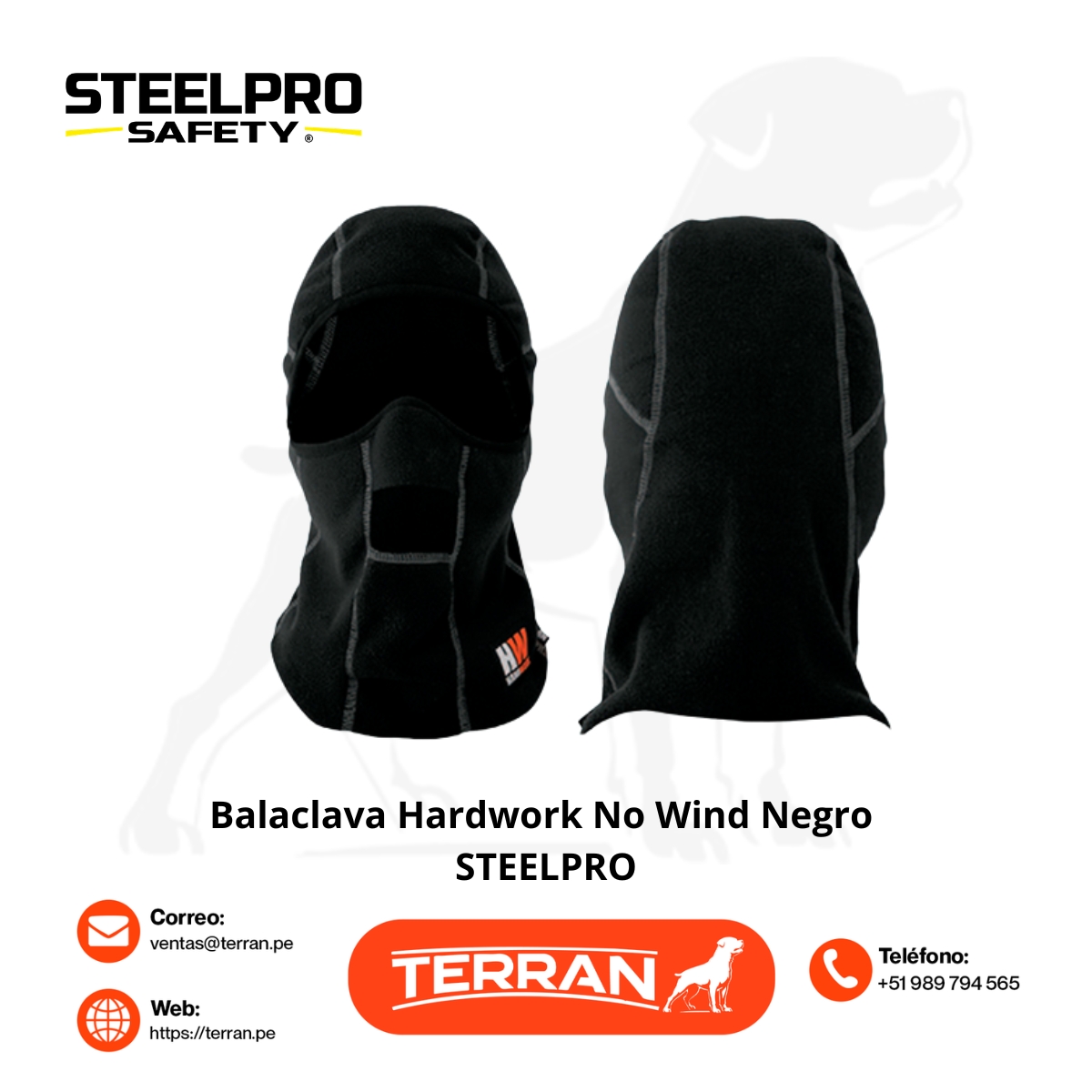 Balaclava Hardwork No Wind Negro Steelpro