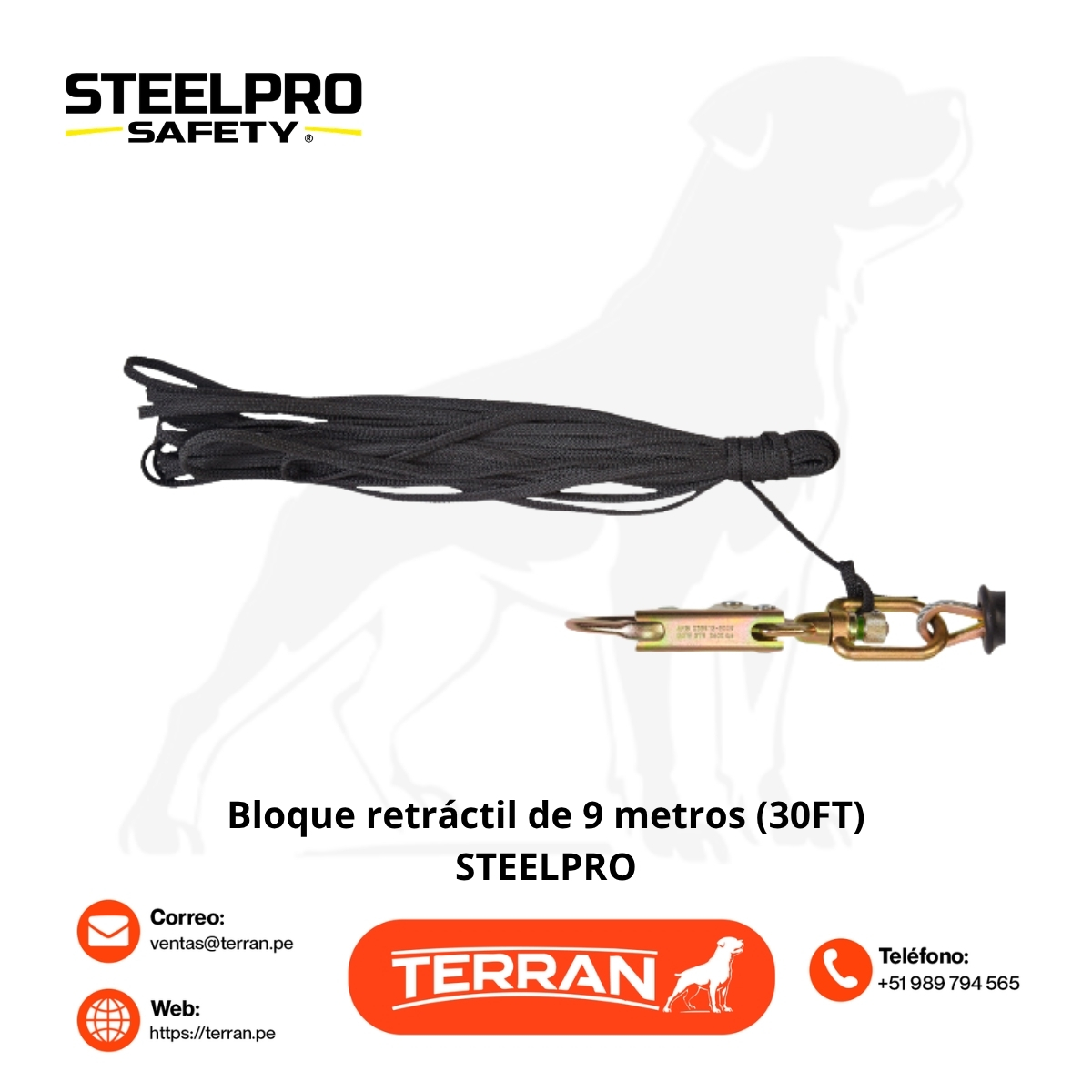 Bloque Retráctil de 9 metros (30ft) Steelpro