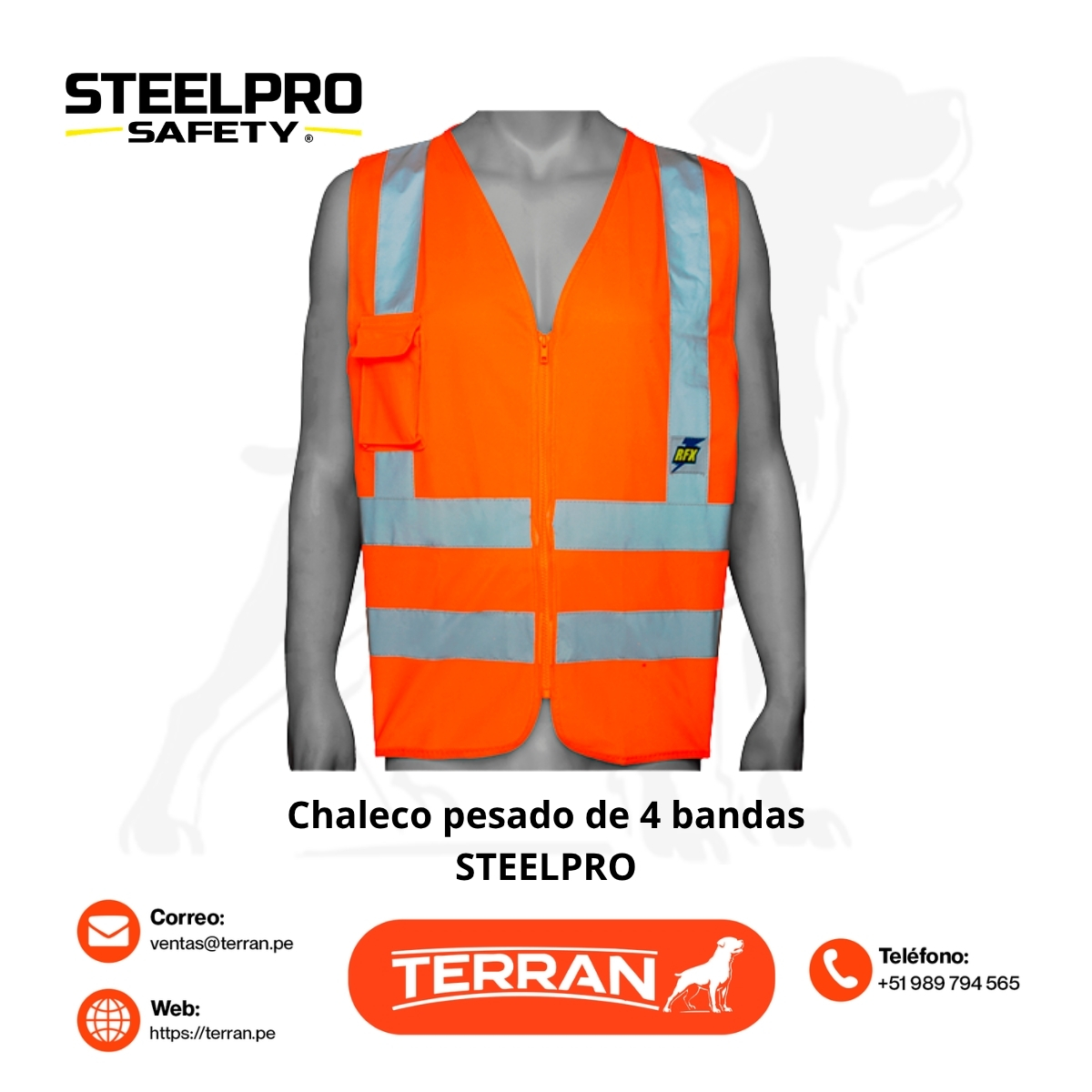 Chaleco RFX Alta Velocidad con Cinta Reflectiva Gris
