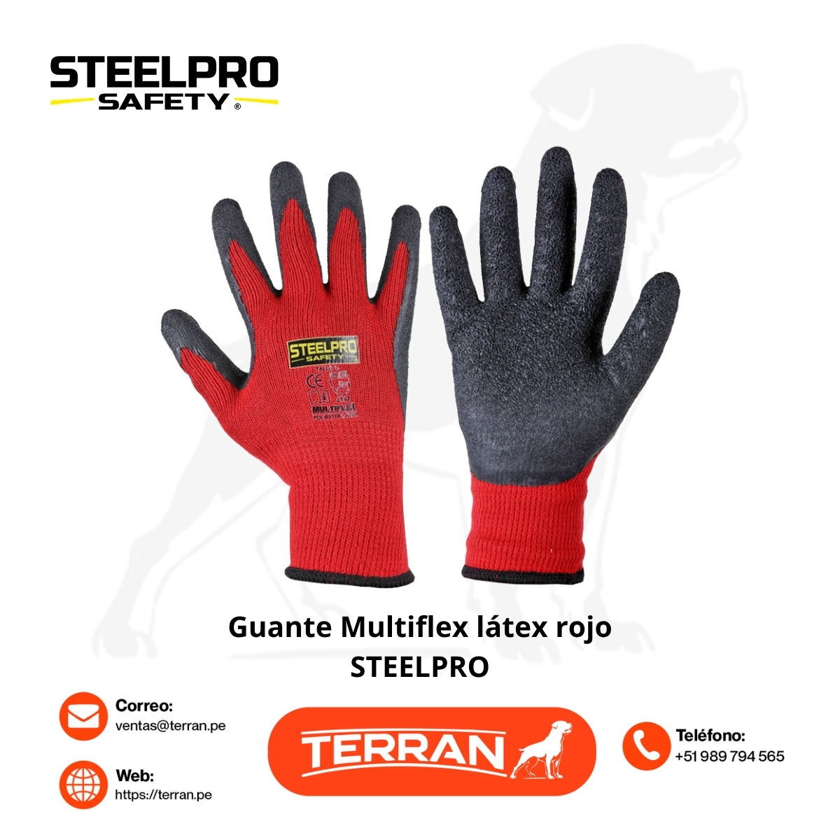 Guante Multiflex Látex Rojo Steelpro
