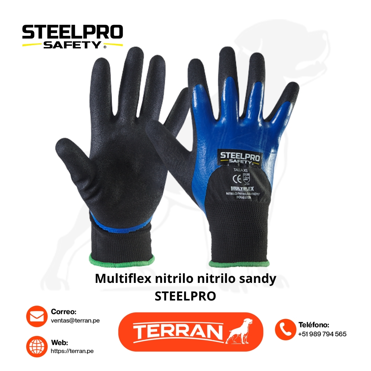 Guante Multiflex Poliester Nitrilo Sandy Steelpro