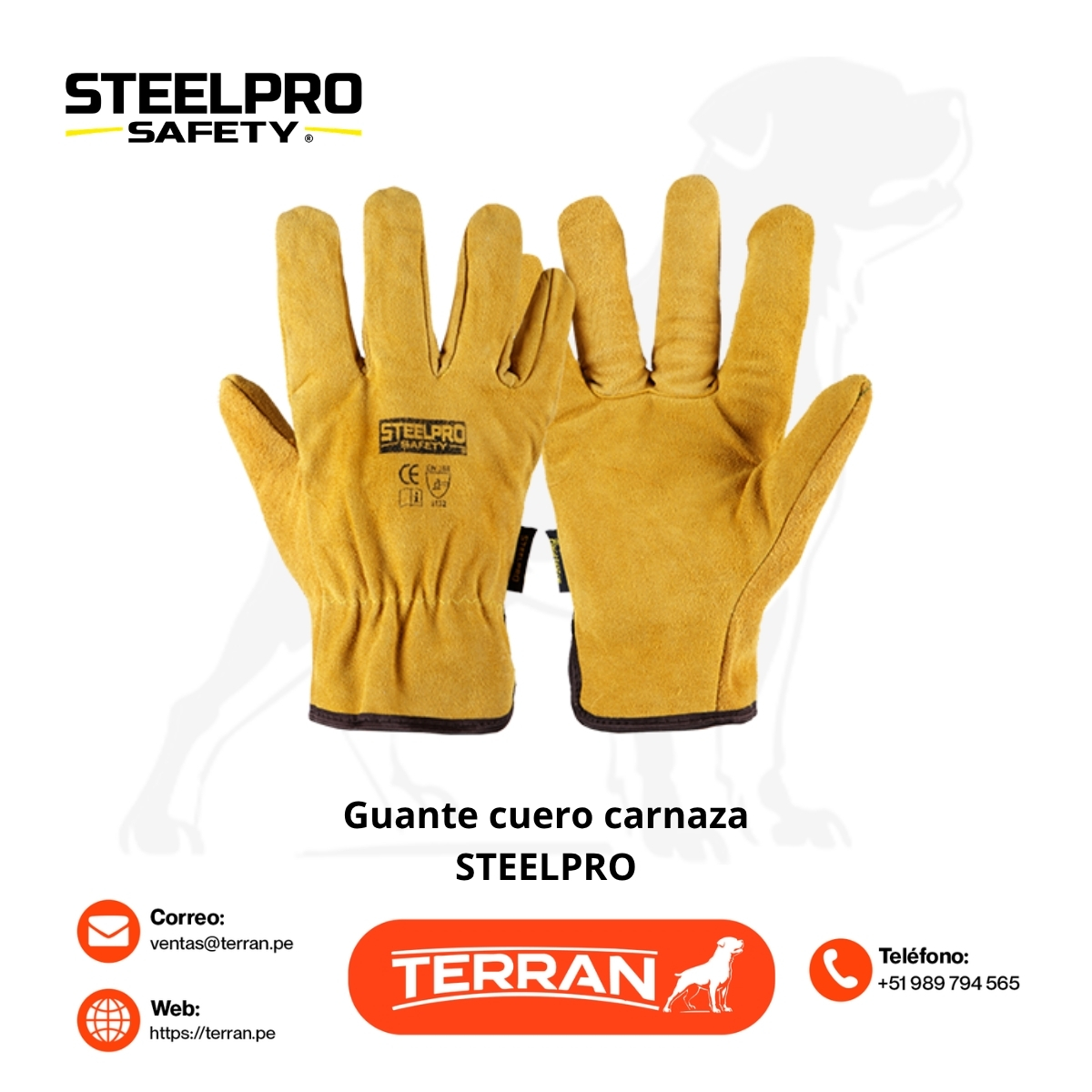 Guante de Cuero Carnaza Mostaza Steelpro