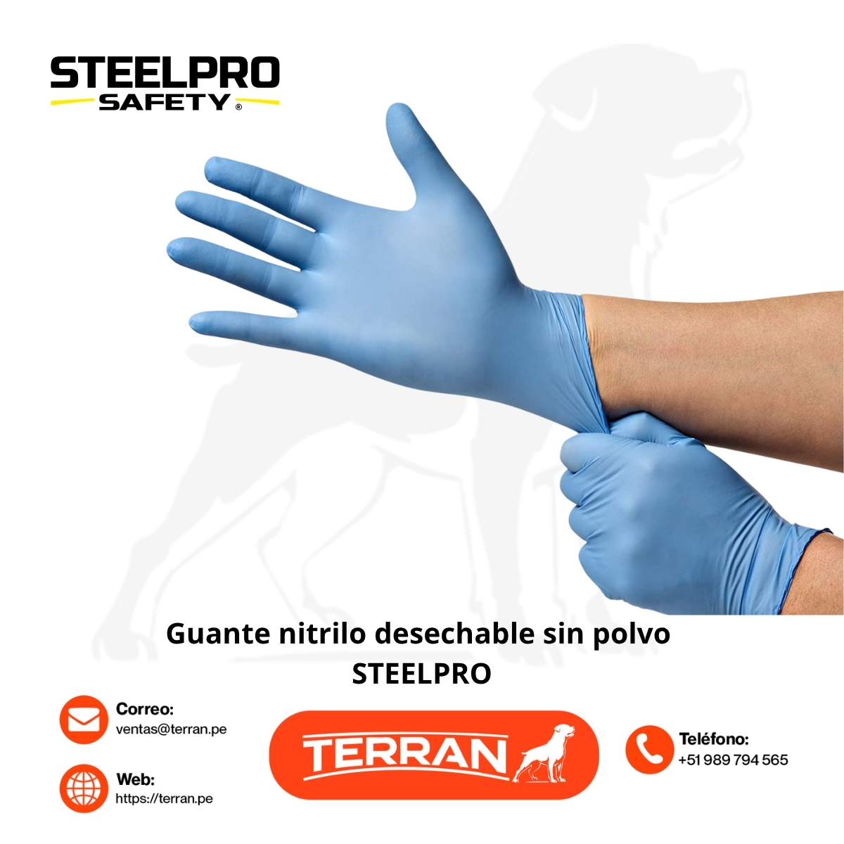 Guante de Nitrilo Desechable Sin Polvo Steelpro