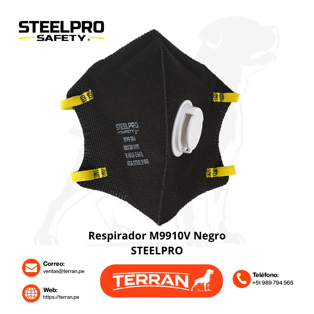 Respirador M9910V Negro C/Valvula N95 Steelpro