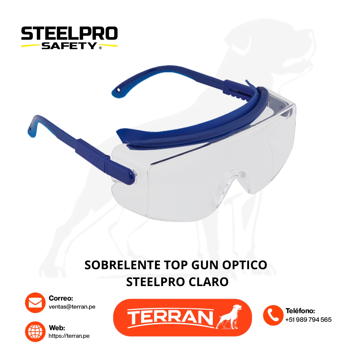Sobrelente Top Gun Optico Claro Steelpro