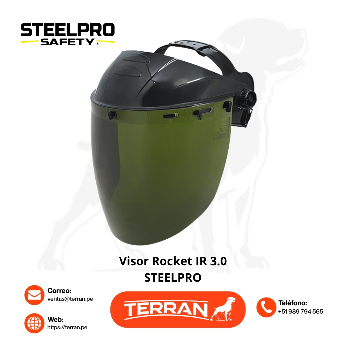 Visor de Policarbonato Rocket Verde IR-3 Steelpro