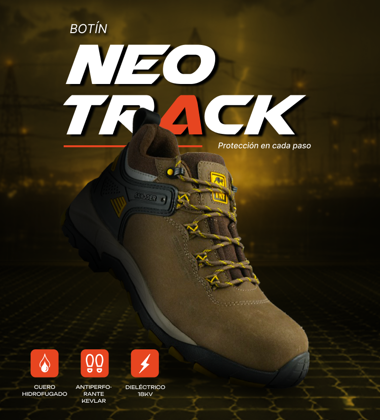 Botín Neo Track de Sandder TNT: protección en cada paso. Cuero hidrofugado, antiperforante de Kevlar y dieléctrico 18 kV